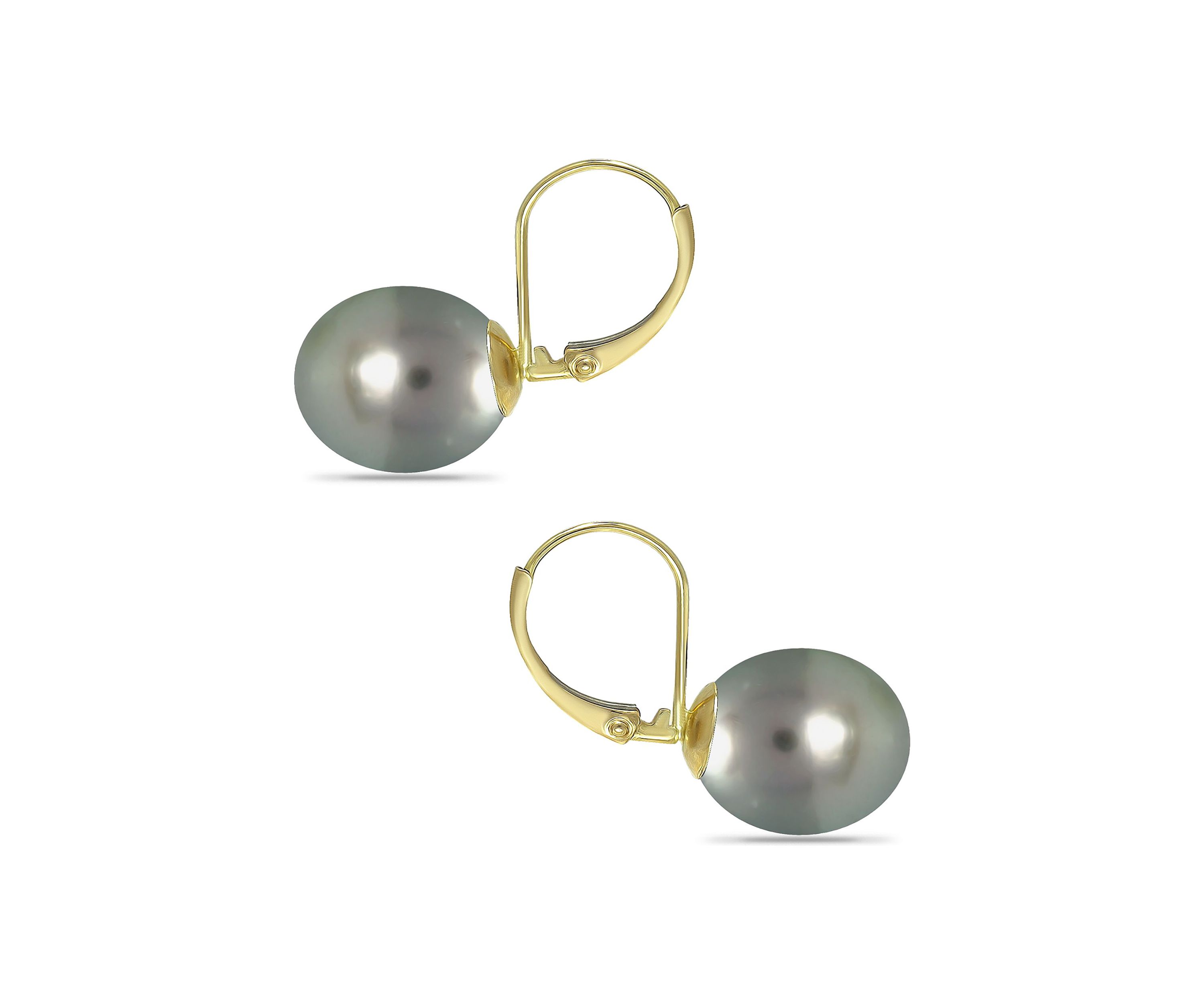 11MM Tahaitian Pearl Earrings, 14K Gold