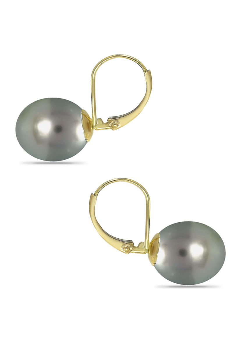 11MM Tahaitian Pearl Earrings, 14K Gold
