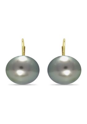 Belk & Co 12MM Tahaitian Pearl Earrings, 14K Gold