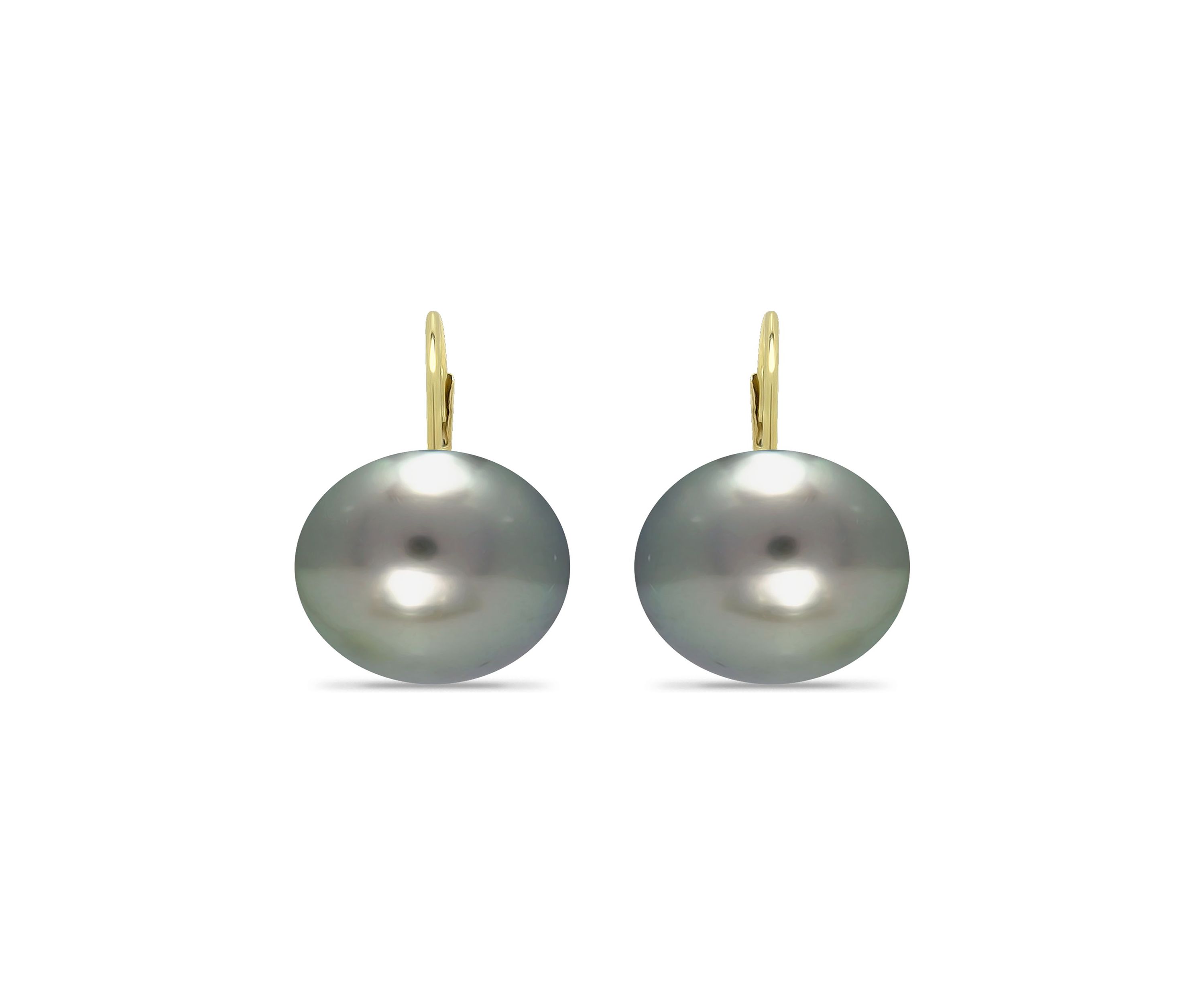 12MM Tahaitian Pearl Earrings, 14K Gold