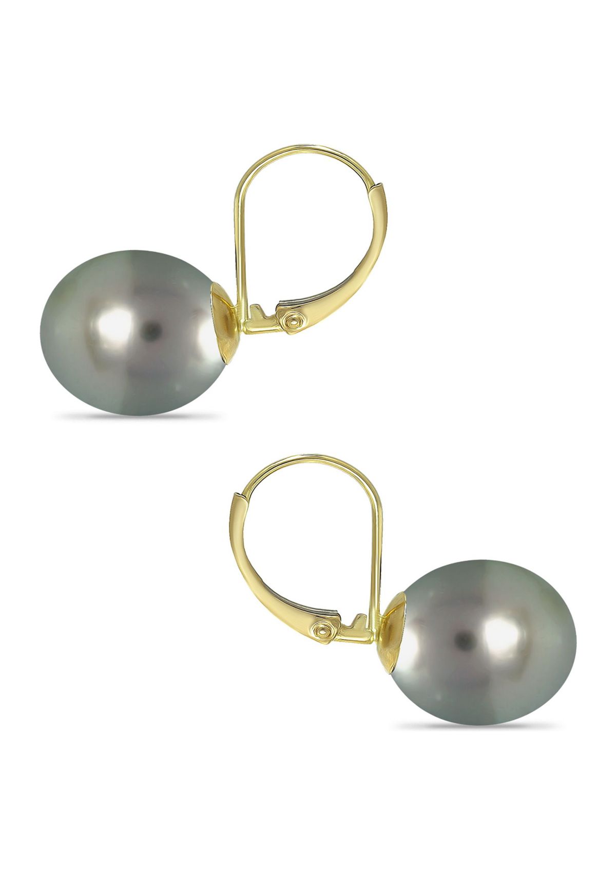12MM Tahaitian Pearl Earrings, 14K Gold