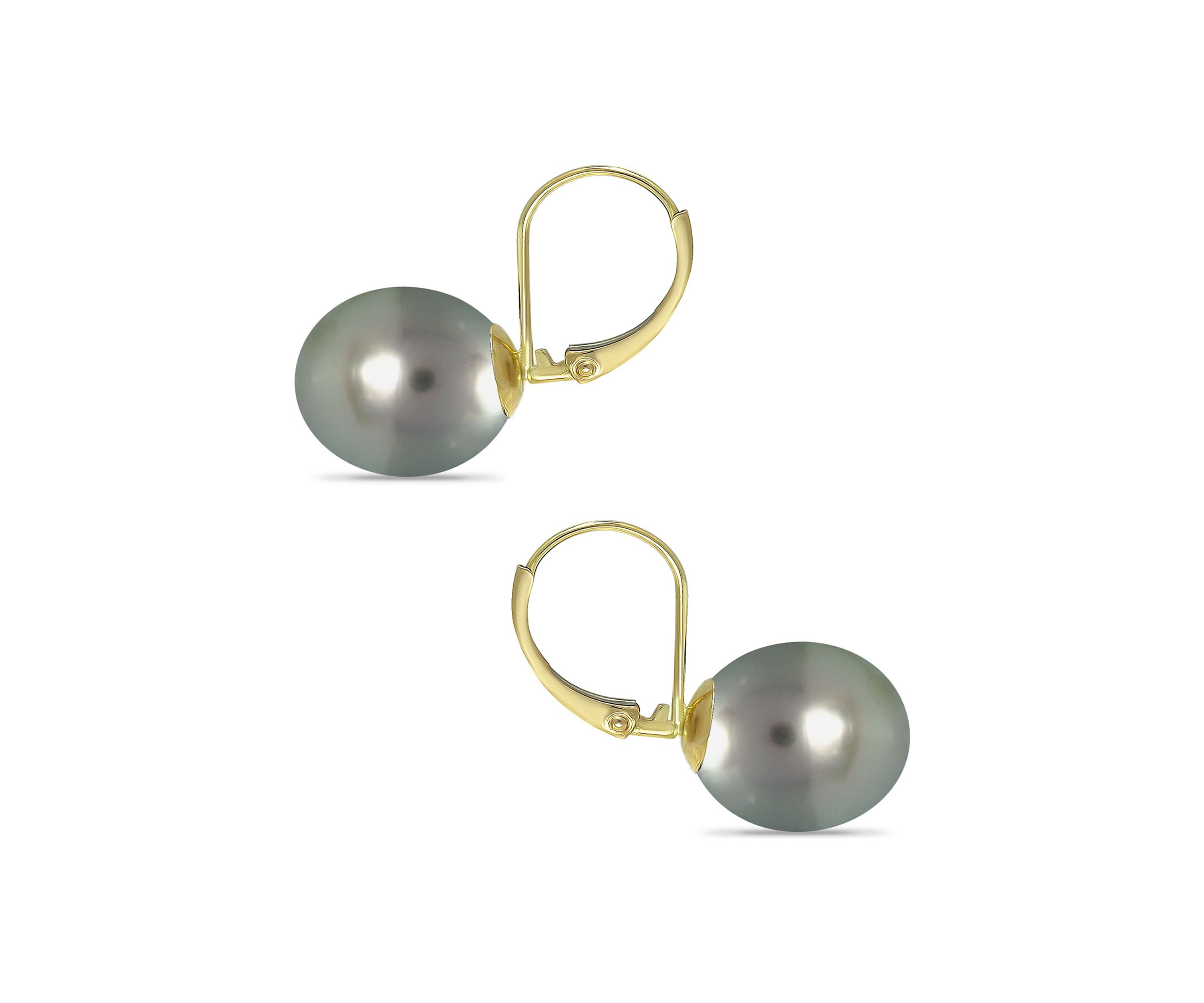 12MM Tahaitian Pearl Earrings, 14K Gold