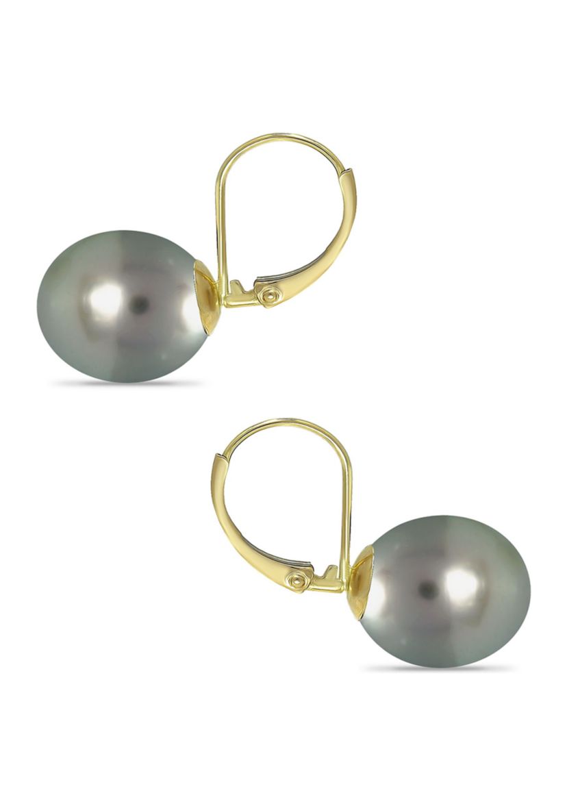 12MM Tahaitian Pearl Earrings, 14K Gold