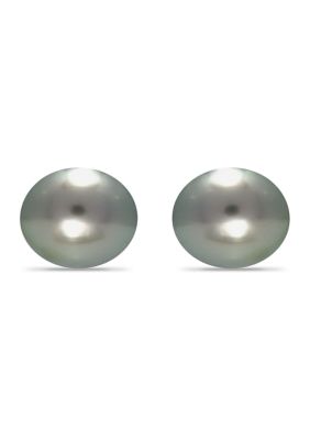 Belk & Co 11MM Tahaitian Pearl Stud Earrings, 14K Gold, Grey