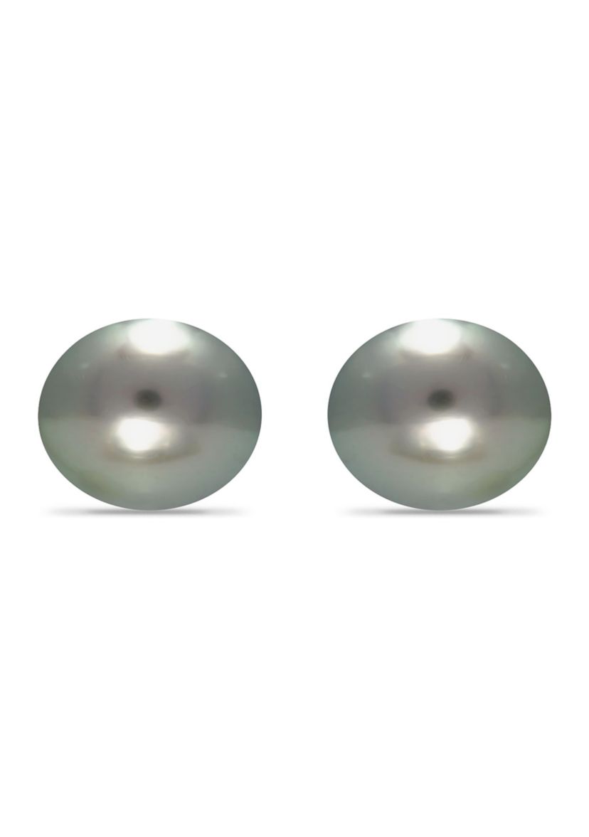 11MM Tahaitian Pearl Stud Earrings, 14K Gold