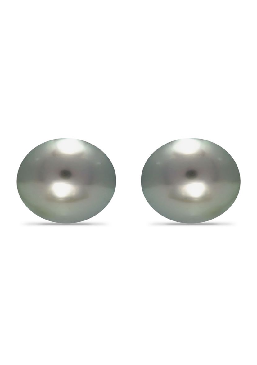 12MM Tahaitian Pearl Stud Earrings, 14K Gold