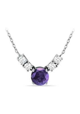Belk & Co 1.64 ct. t.w. African Amethyst & White Topaz Necklace, Sterling Silver