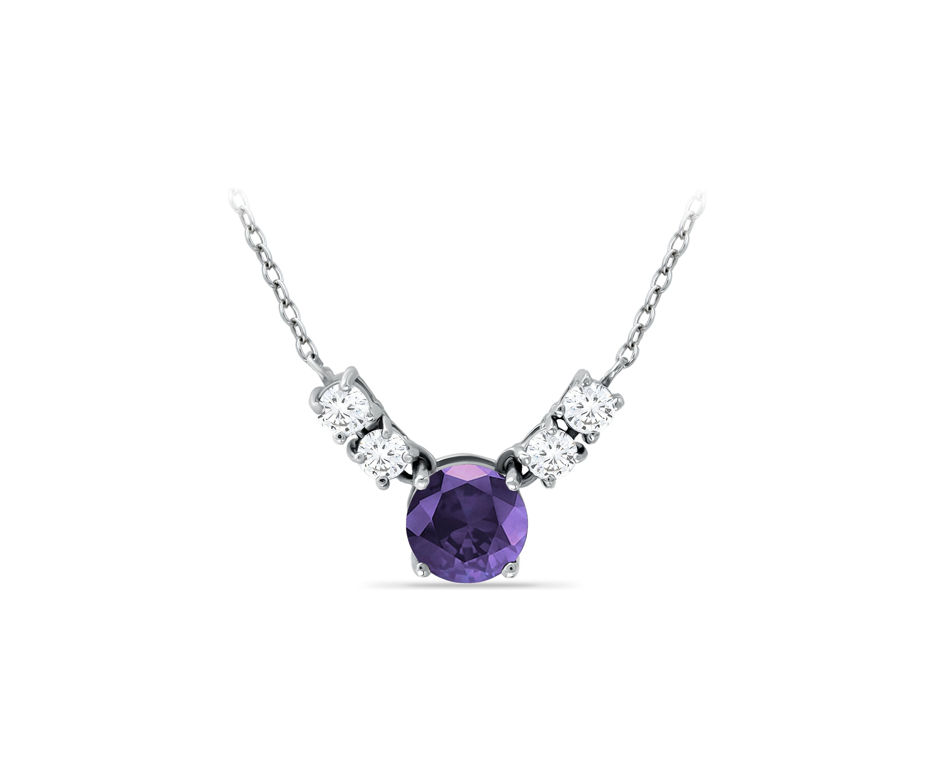1.64 ct. t.w. African Amethyst & White Topaz Necklace, Sterling Silver