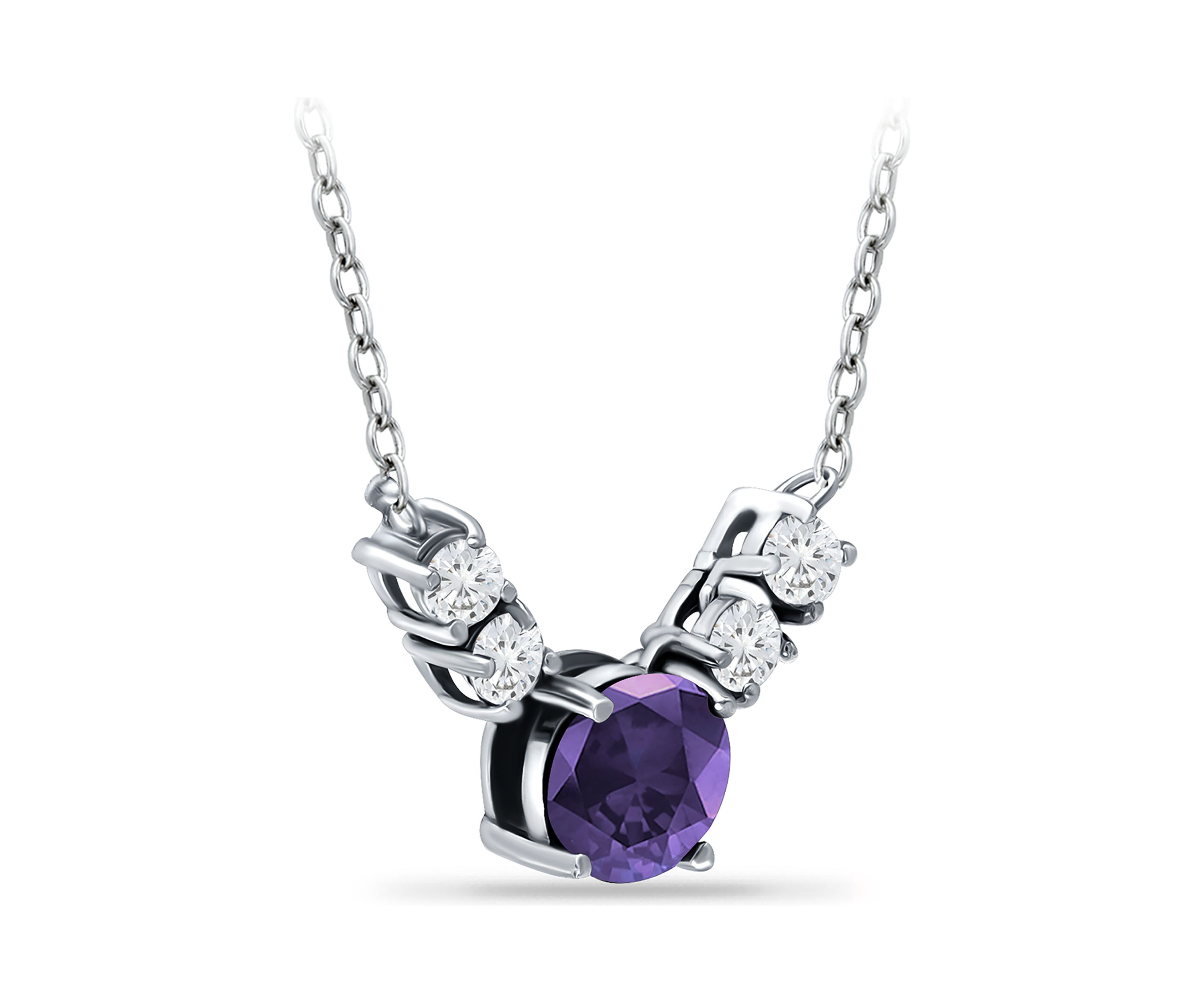 1.64 ct. t.w. African Amethyst & White Topaz Necklace, Sterling Silver