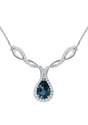 Belk & Co 2.43 ct. t.w. London Blue Topaz and White Topaz Necklace on 18 Inch Chain, Sterling Silver
