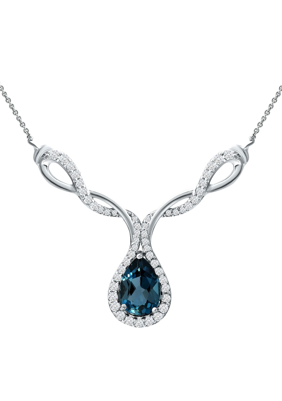 2.43 ct. t.w. London Blue Topaz and White Topaz Necklace on 18 Inch Chain, Sterling Silver