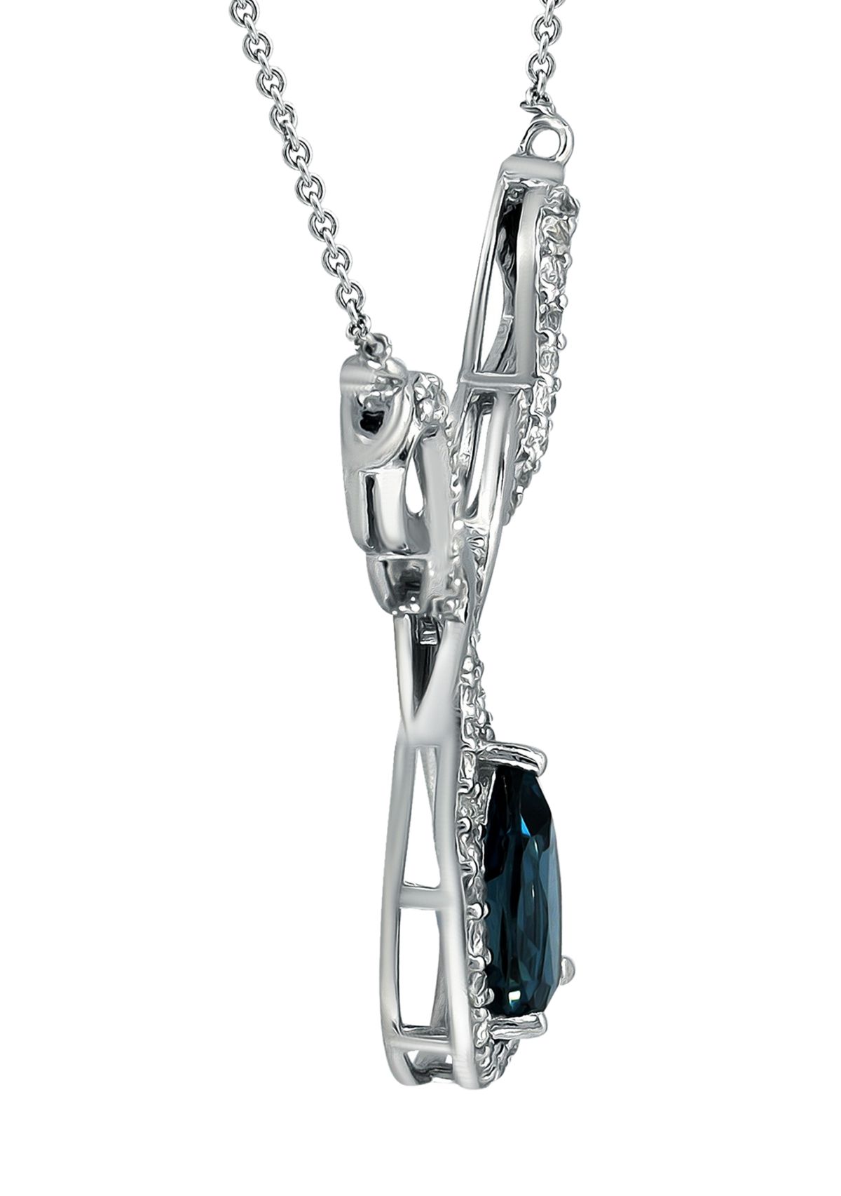 2.43 ct. t.w. London Blue Topaz and White Topaz Necklace on 18 Inch Chain, Sterling Silver