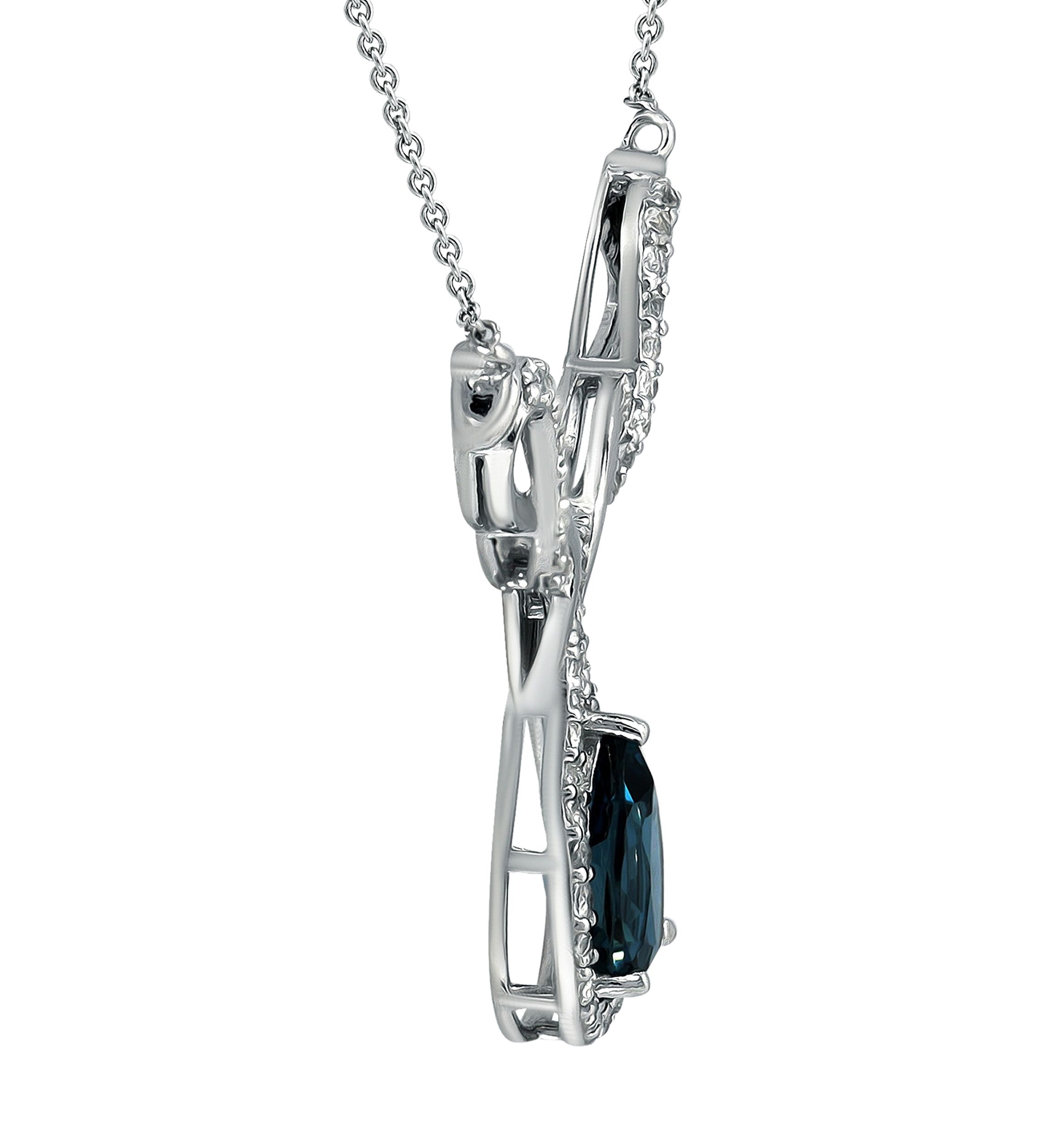 2.43 ct. t.w. London Blue Topaz and White Topaz Necklace on 18 Inch Chain, Sterling Silver