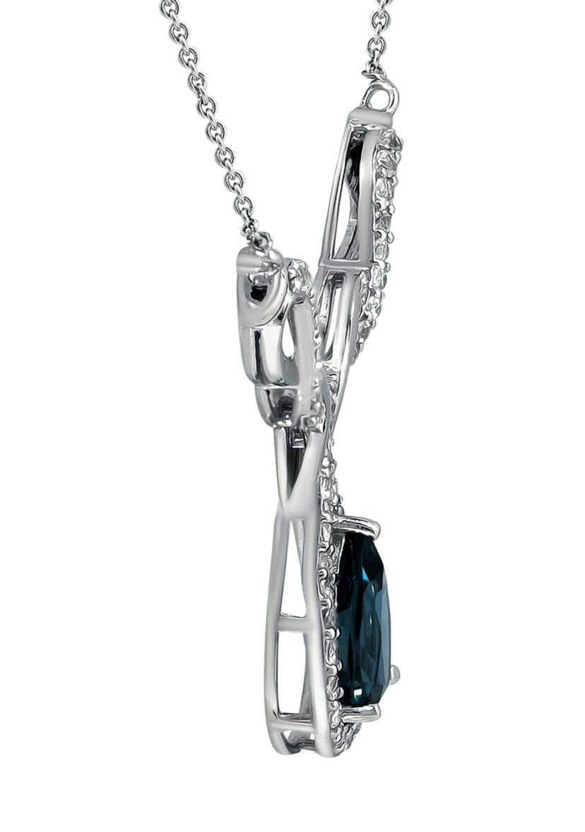 2.43 ct. t.w. London Blue Topaz and White Topaz Necklace on 18 Inch Chain, Sterling Silver