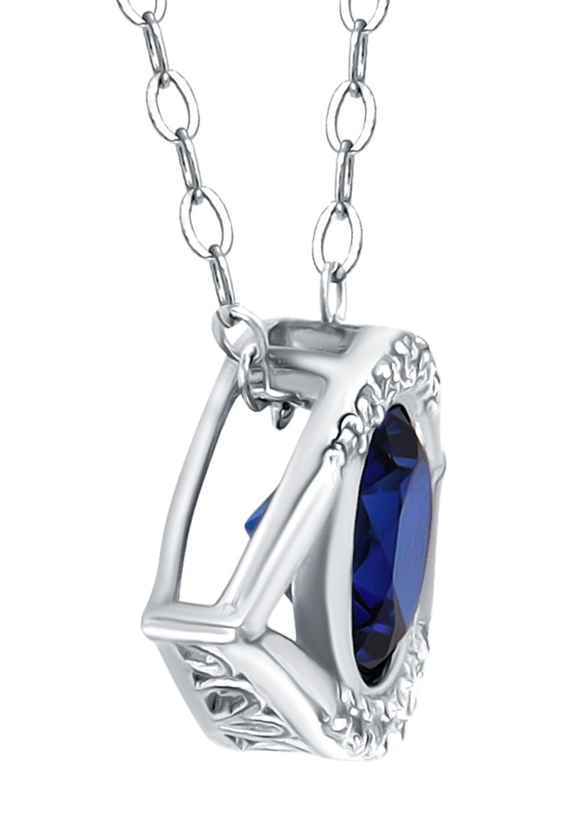 Lab Created 1.88 ct. t.w. Synthetic Blue and Created White Sapphire Evil Eye Necklace on 18 Inch Chain, Sterling Silver