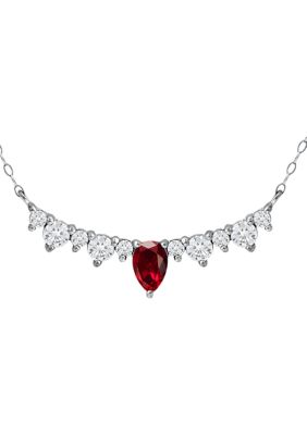 Belk & Co Lab Created 1.16 ct. t.w. Created Pink and White Sapphire Necklace on 18 Inch Chain, Sterling Silver