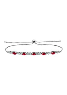 Belk & Co Lab Created 2.74 ct. t.w. Created Pink and White Sapphire Bolo Bracelet, Sterling Silver
