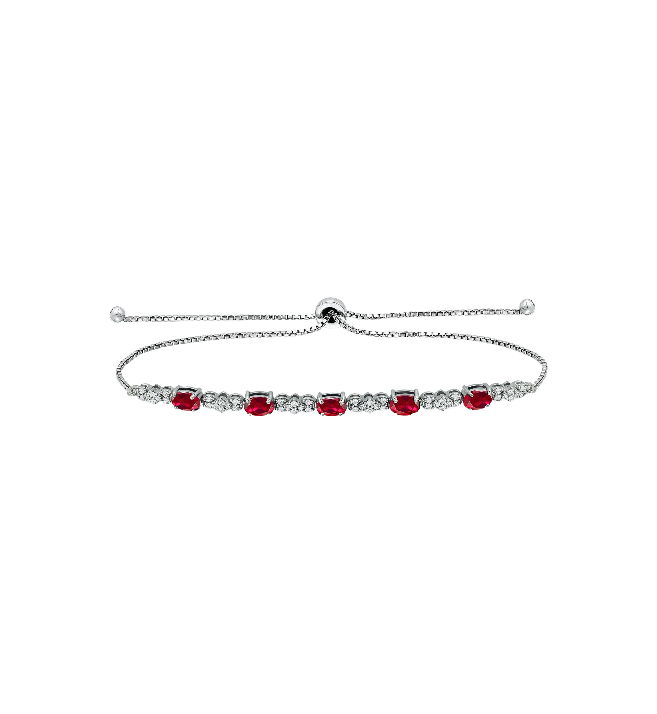Lab Created 2.74 ct. t.w. Created Pink and White Sapphire Bolo Bracelet, Sterling Silver