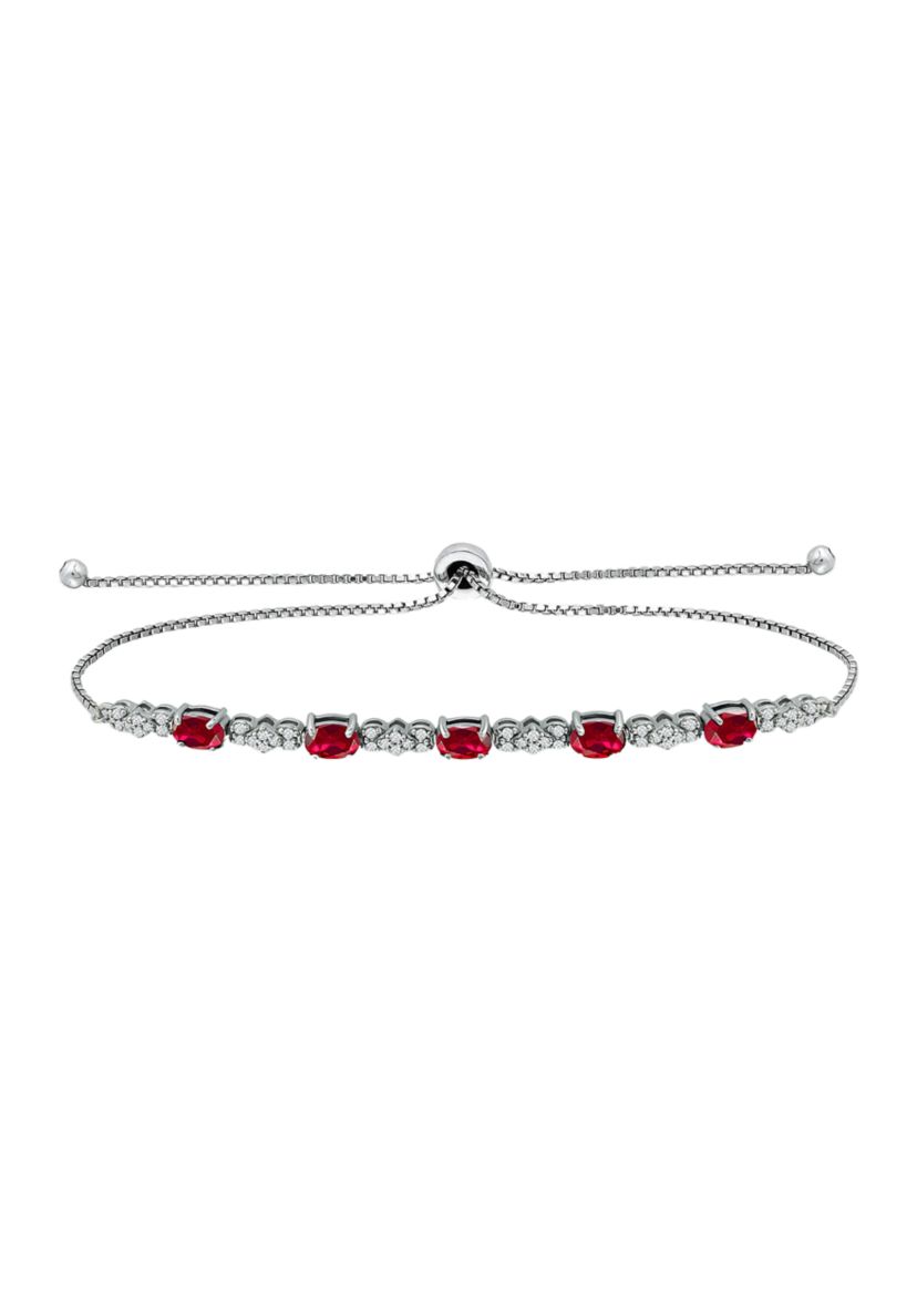 Lab Created 2.74 ct. t.w. Created Pink and White Sapphire Bolo Bracelet, Sterling Silver