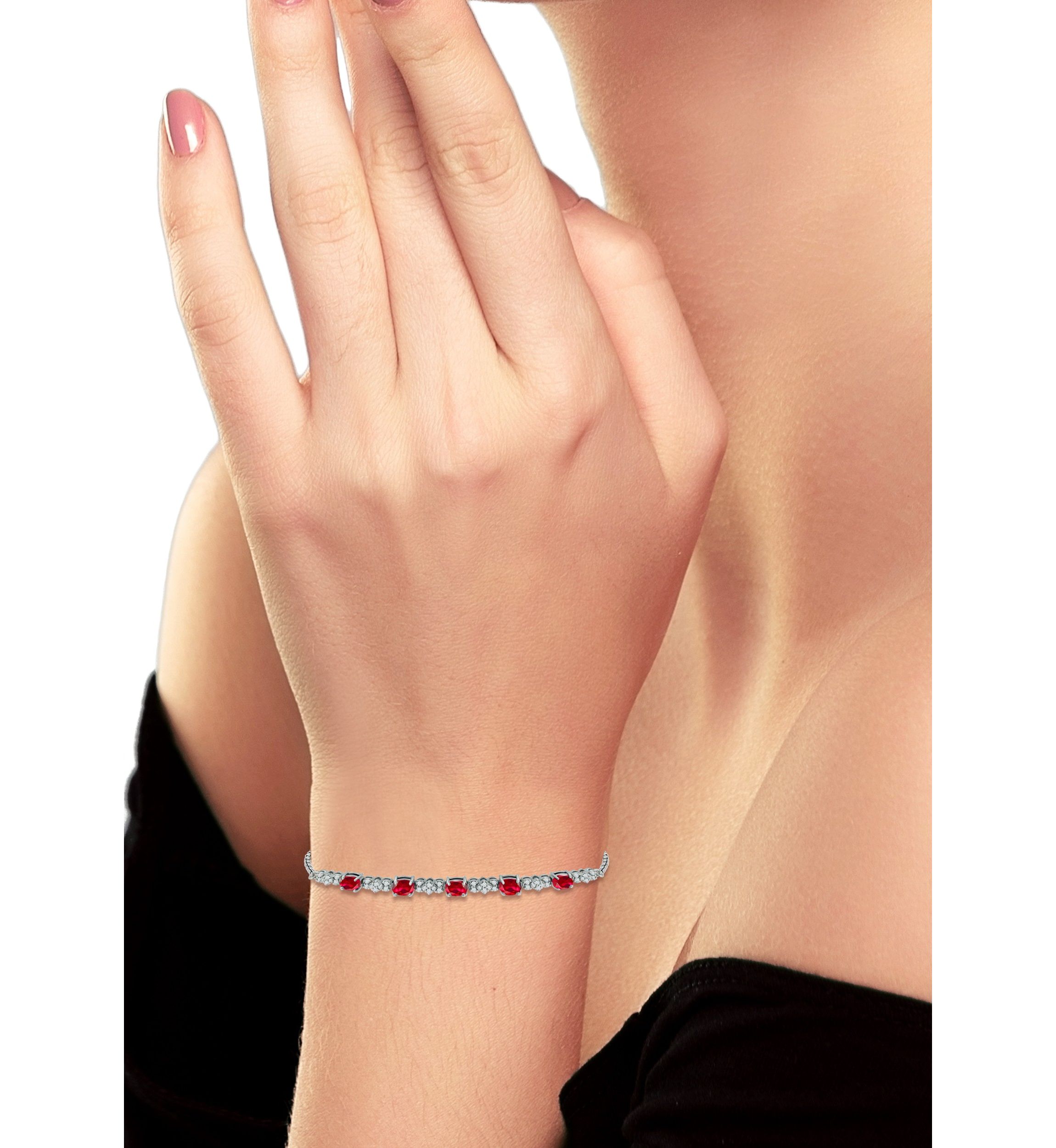 Lab Created 2.74 ct. t.w. Created Pink and White Sapphire Bolo Bracelet, Sterling Silver
