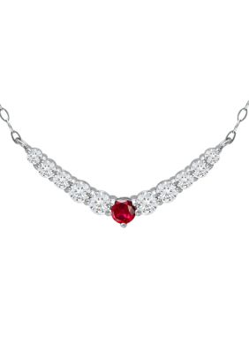 Belk & Co Lab Created 1 Ct. T.w. Created Pink And White Sapphire Necklace, Sterling Silver