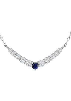 Belk & Co Lab Created 1 ct. t.w. Synthetic Blue and Created White Sapphire Necklace, Sterling Silver