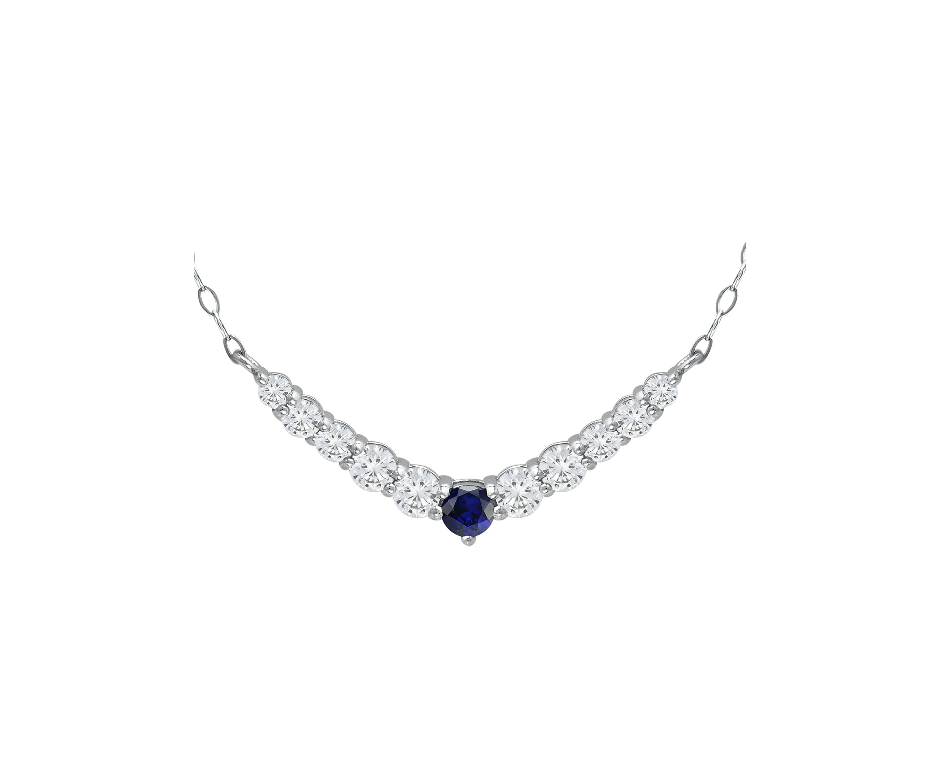 Lab Created 1 ct. t.w. Synthetic Blue and Created White Sapphire Necklace, Sterling Silver