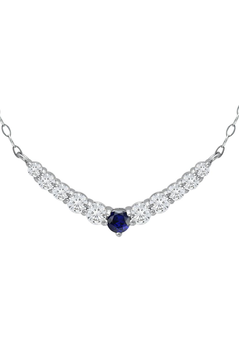 Lab Created 1 ct. t.w. Synthetic Blue and Created White Sapphire Necklace, Sterling Silver