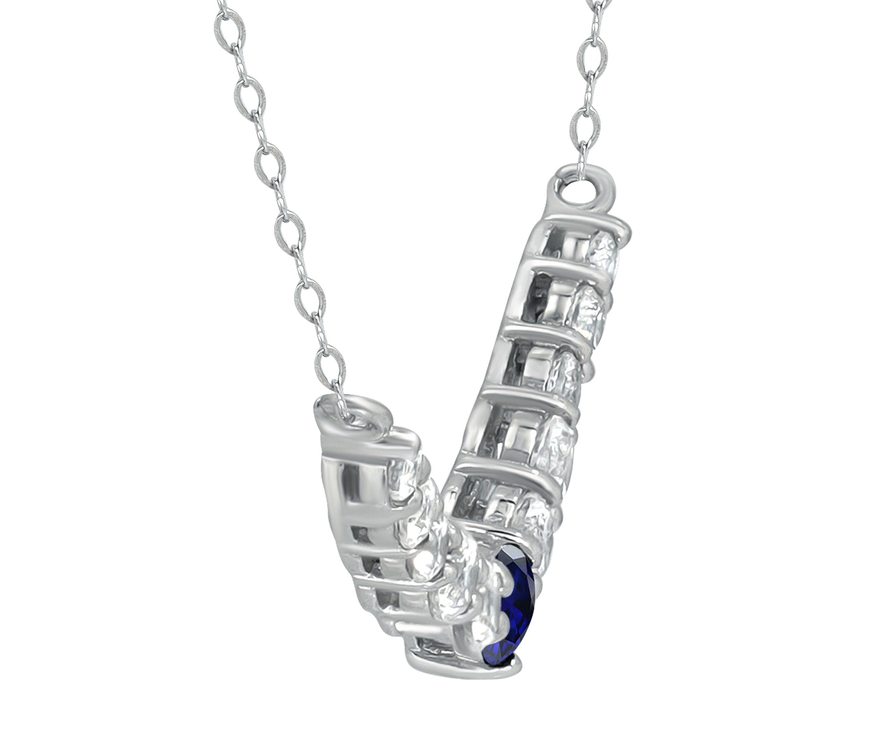 Lab Created 1 ct. t.w. Synthetic Blue and Created White Sapphire Necklace, Sterling Silver