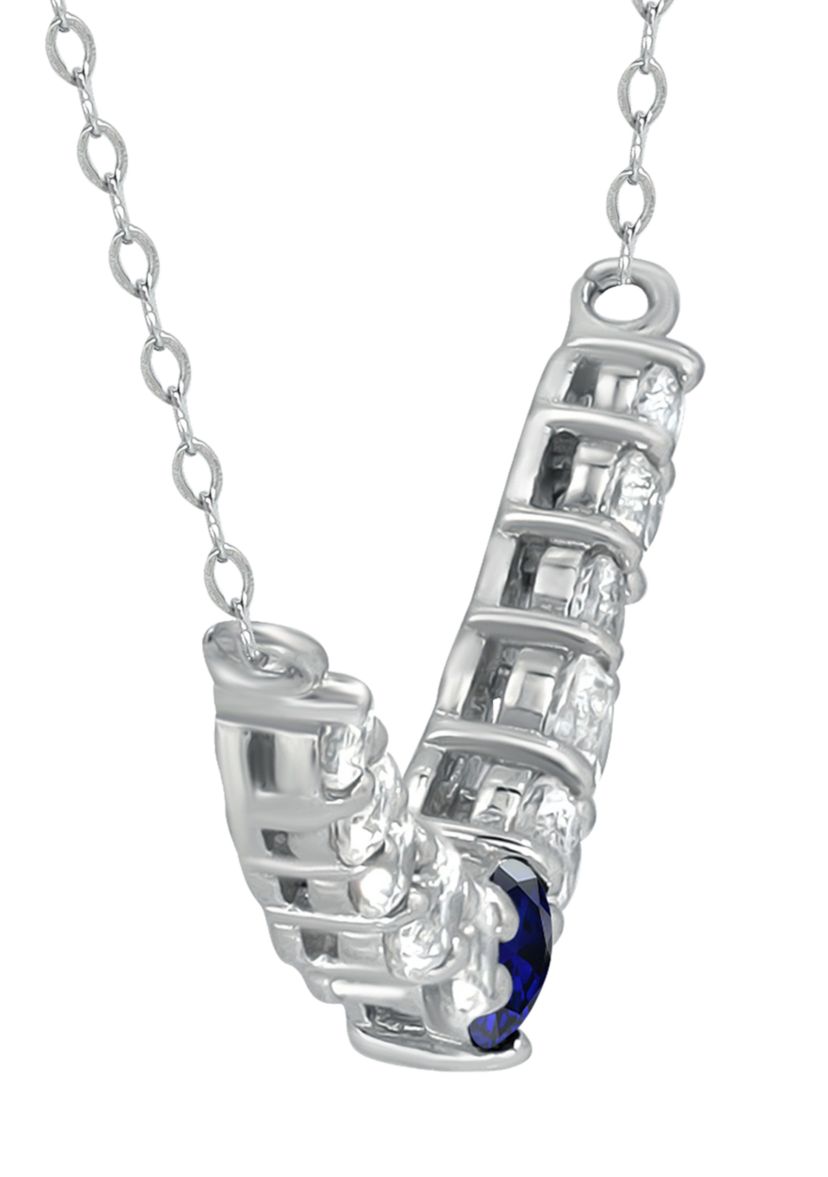 Lab Created 1 ct. t.w. Synthetic Blue and Created White Sapphire Necklace, Sterling Silver