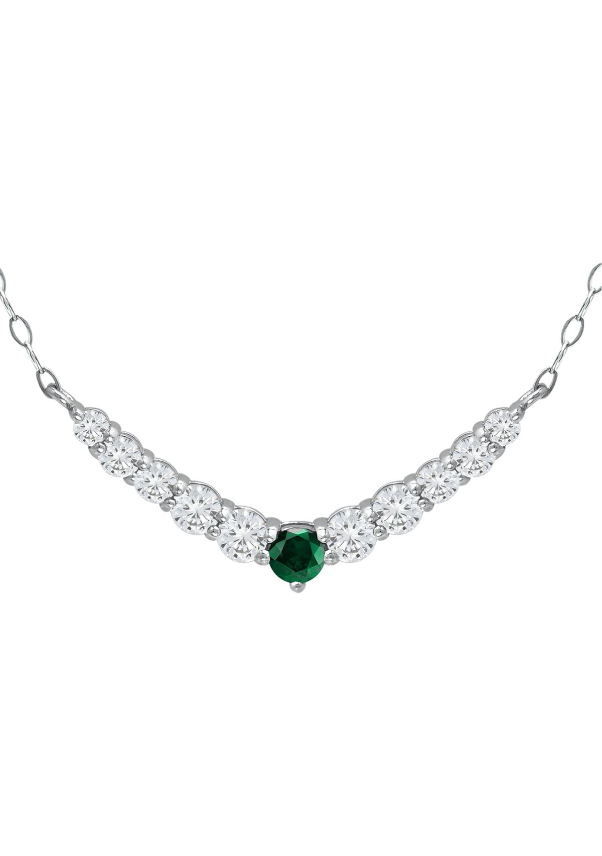 Lab Created 1 ct. t.w. Created Green Quartz and Created White Sapphire Necklace, Sterling Silver