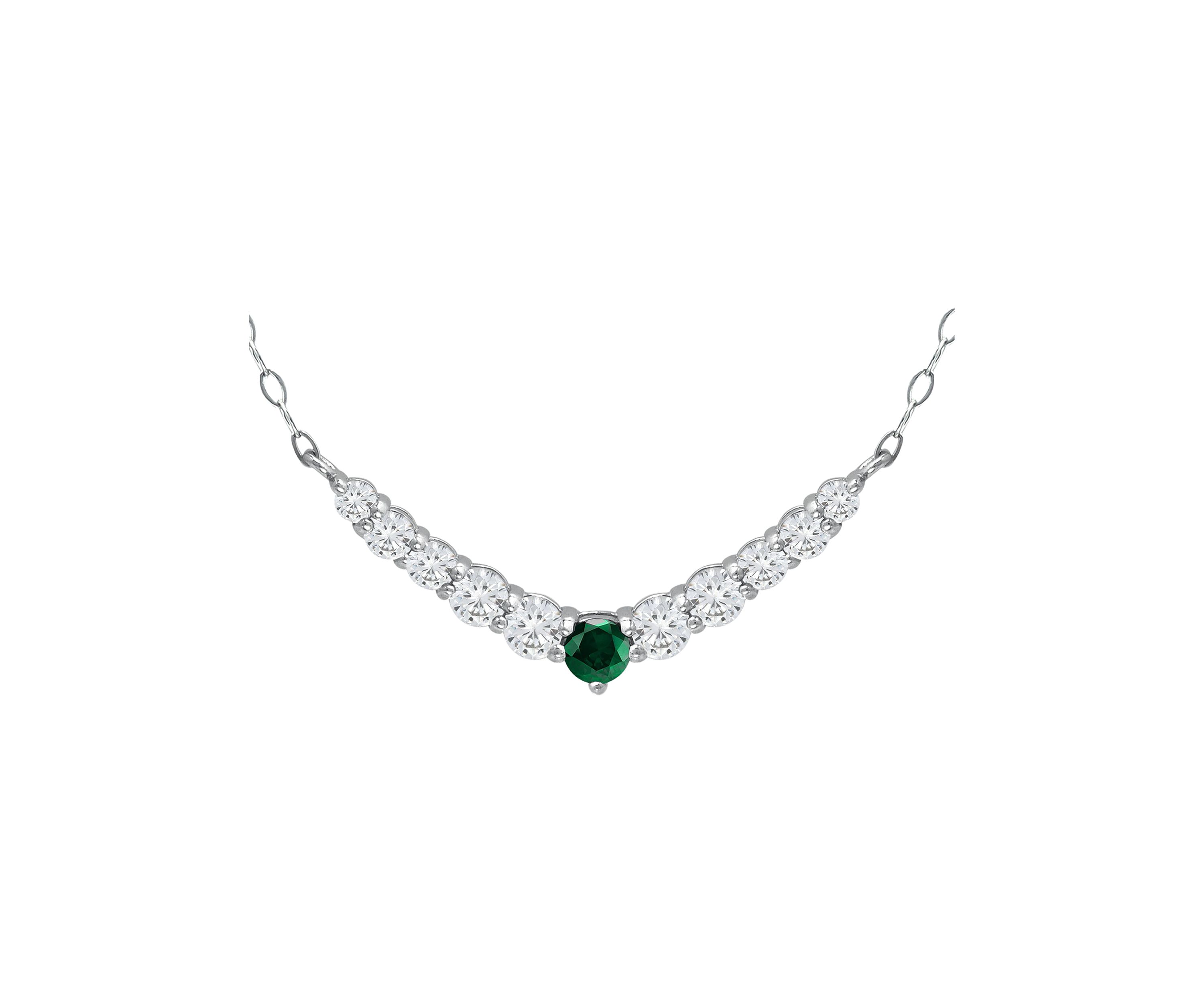 Lab Created 1 ct. t.w. Created Green Quartz and Created White Sapphire Necklace, Sterling Silver