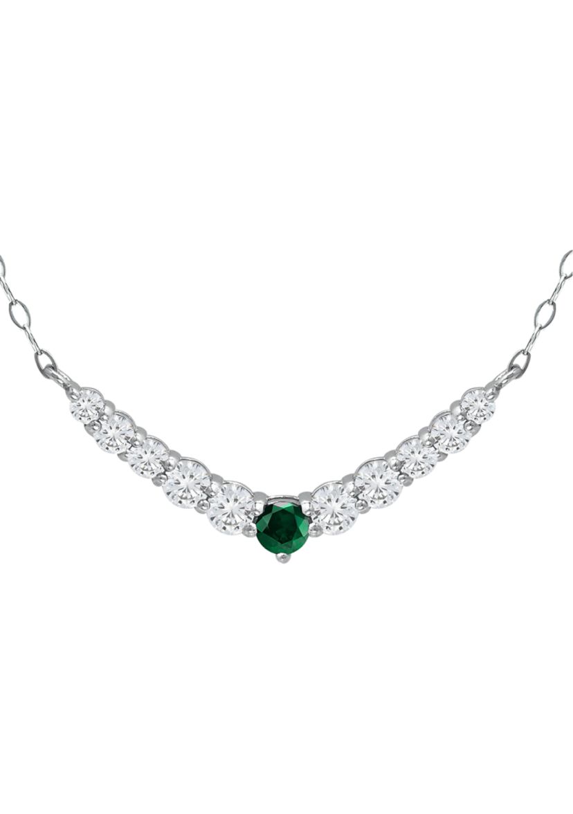 Lab Created 1 ct. t.w. Created Green Quartz and Created White Sapphire Necklace, Sterling Silver