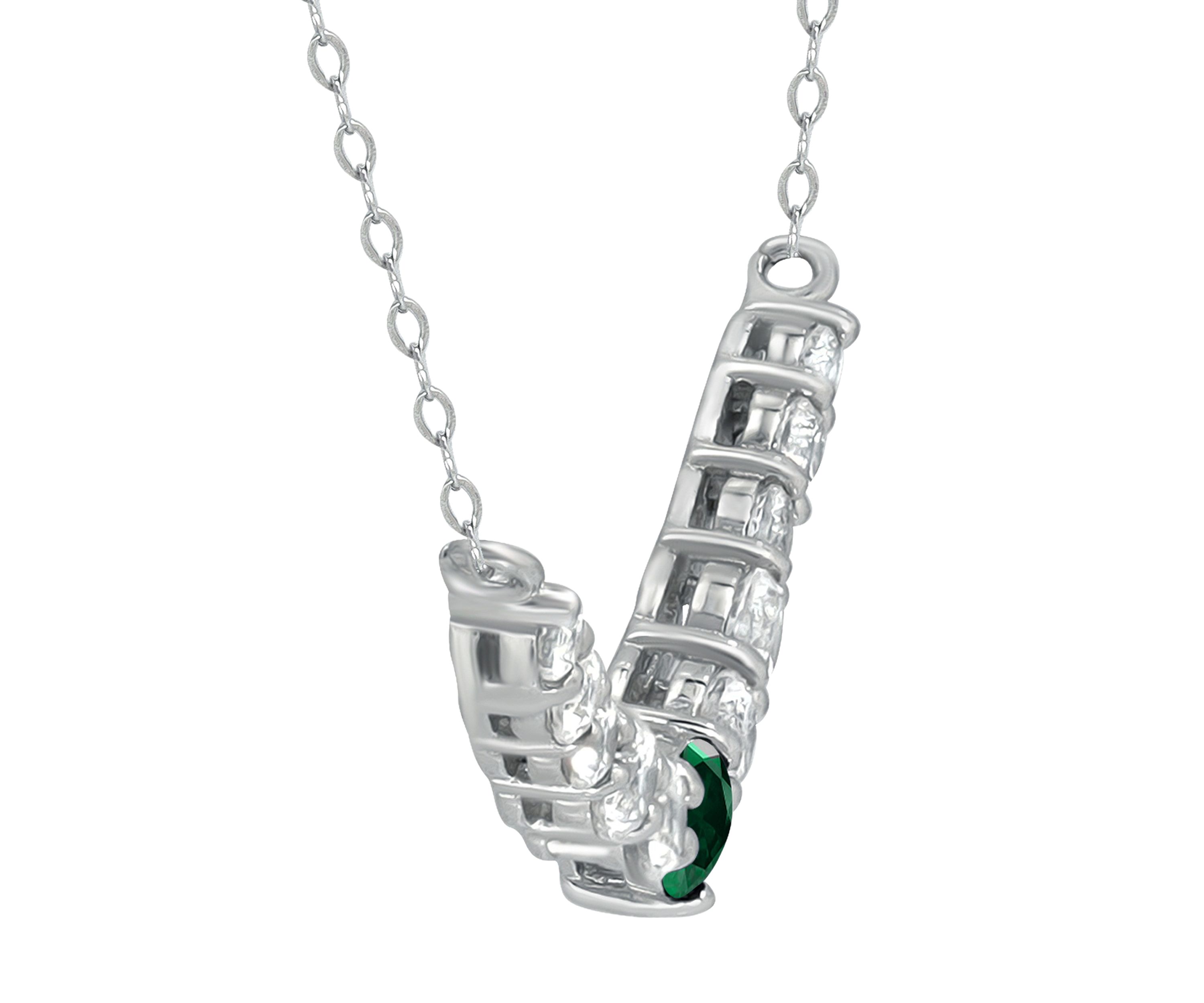 Lab Created 1 ct. t.w. Created Green Quartz and Created White Sapphire Necklace, Sterling Silver