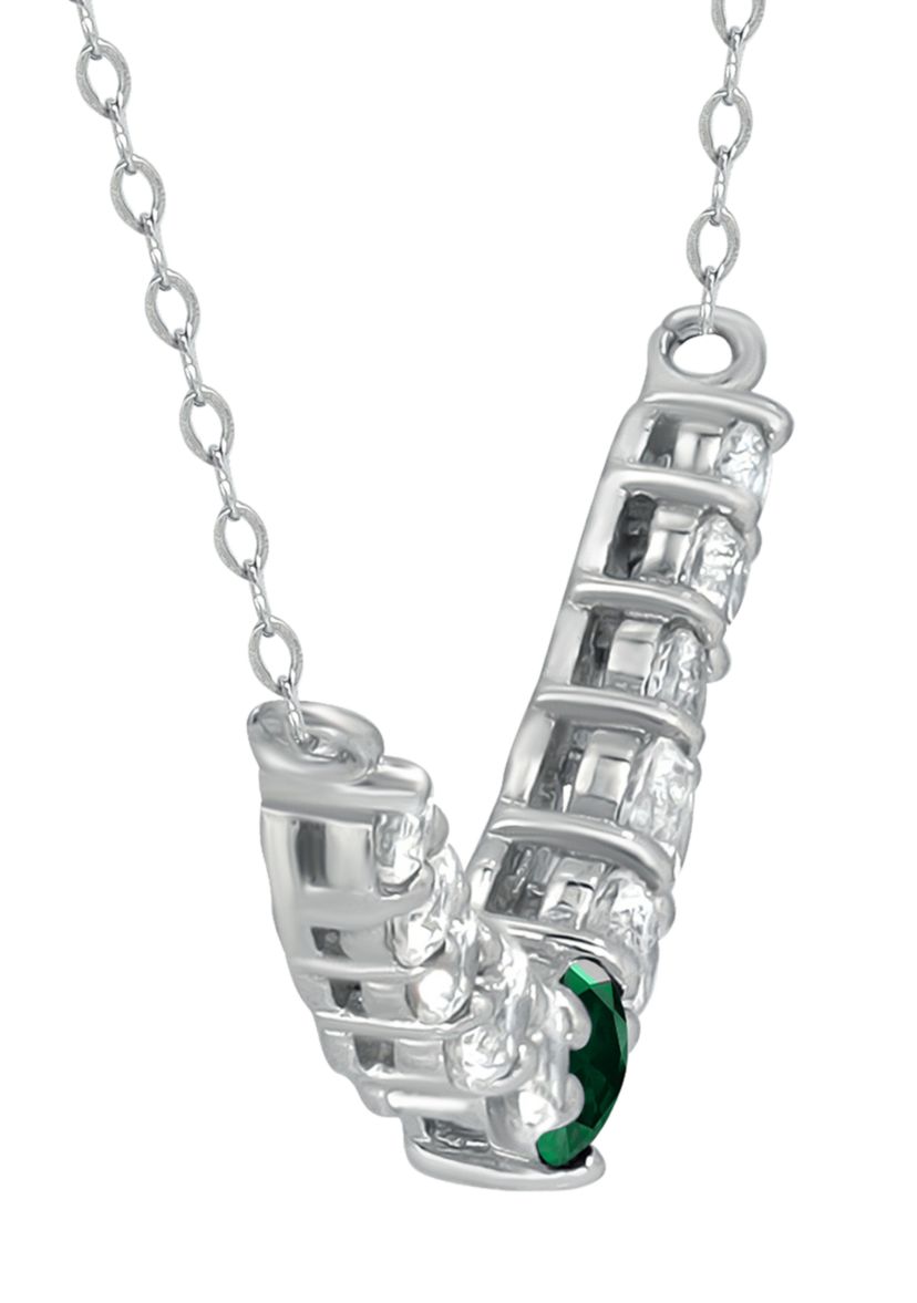 Lab Created 1 ct. t.w. Created Green Quartz and Created White Sapphire Necklace, Sterling Silver