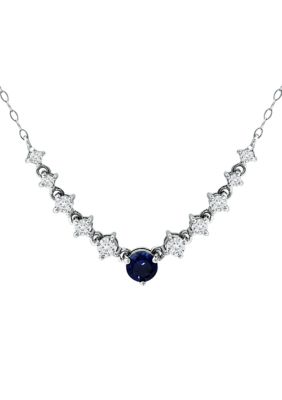 Belk & Co Lab Created 1.15 ct. t.w. Synthetic Blue and Created White Sapphire Necklace on 18 Inch chain, Sterling Silver