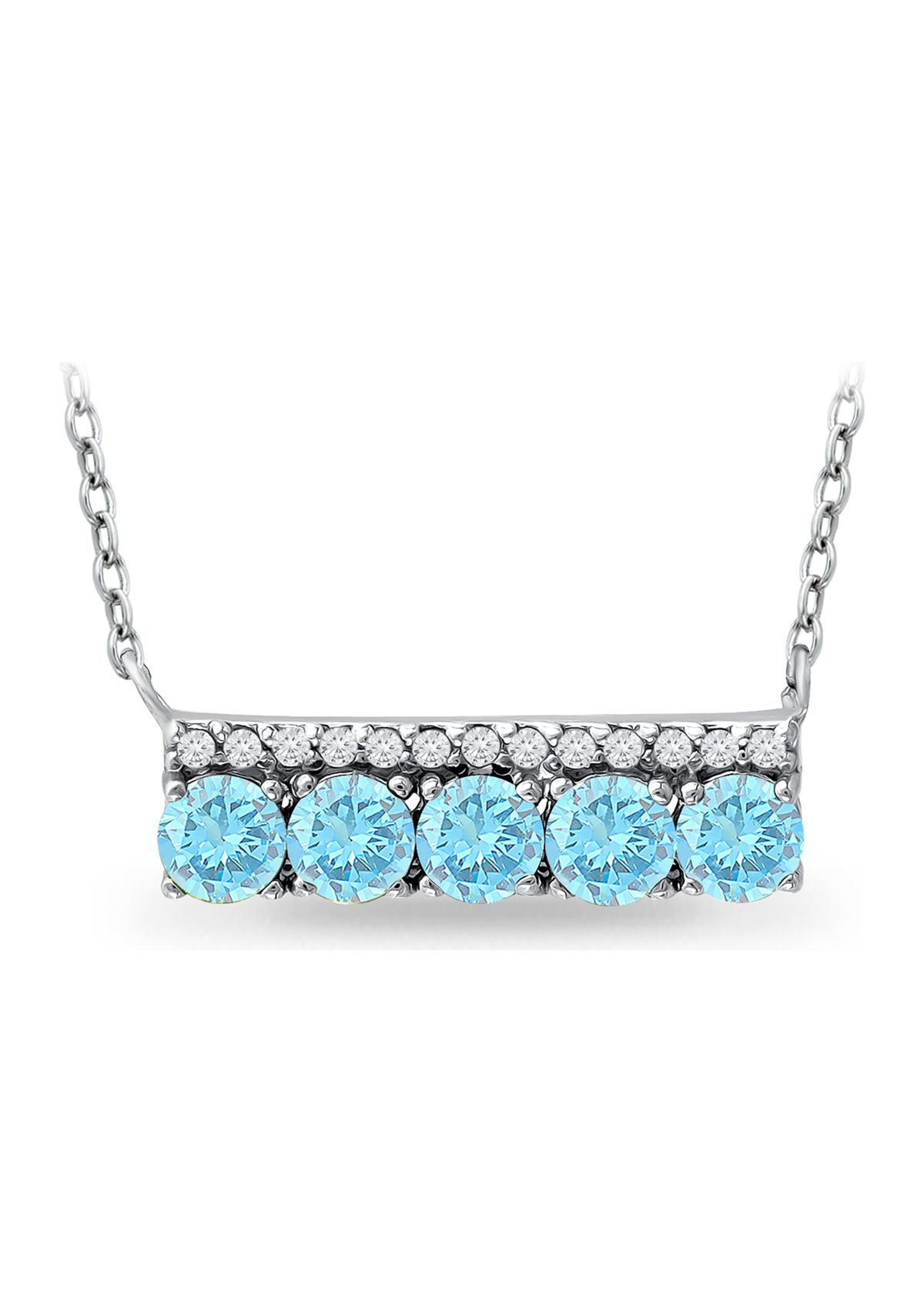 1.48 ct. t.w. Blue and White Topaz Bar Necklace, Sterling Silver