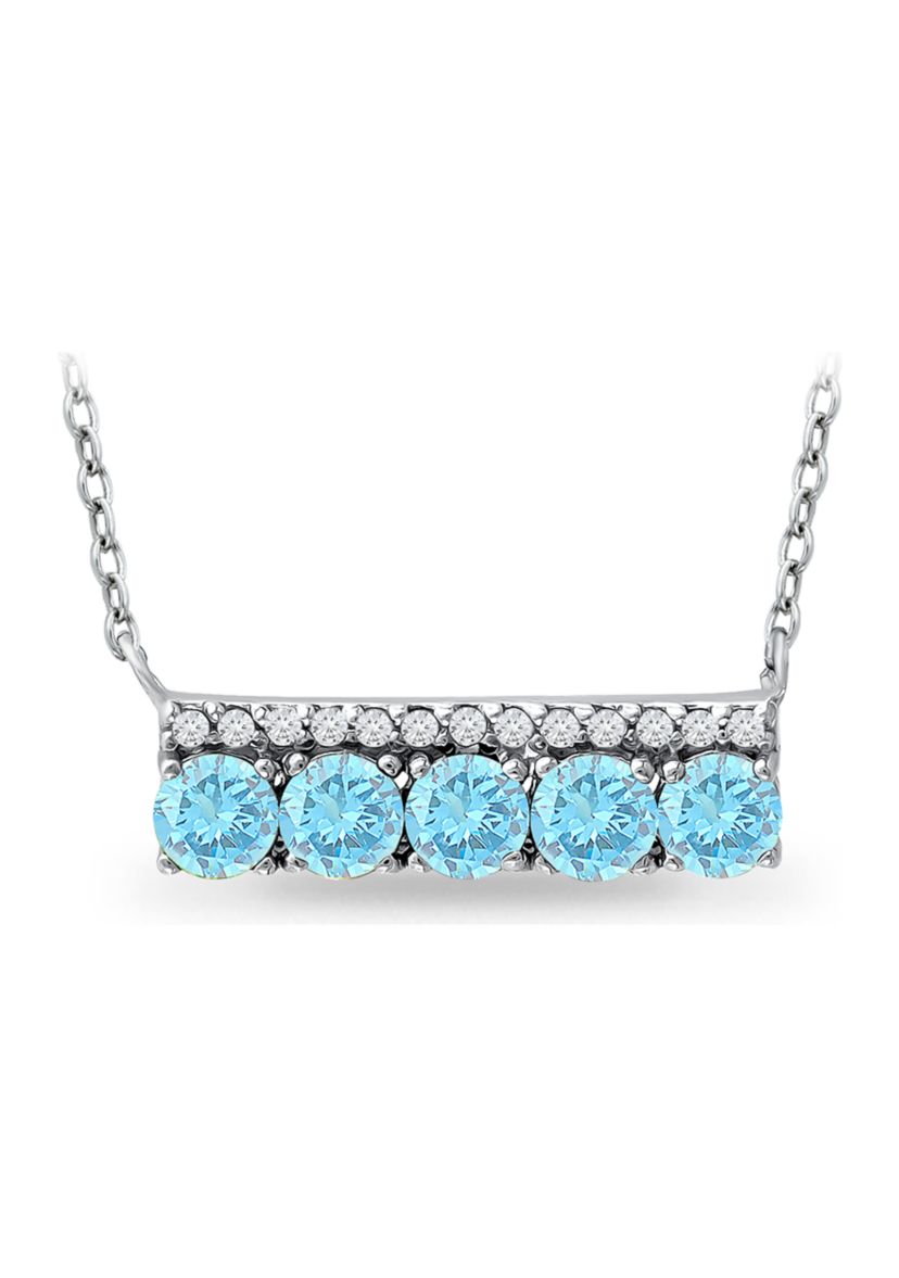 1.48 ct. t.w. Blue and White Topaz Bar Necklace, Sterling Silver
