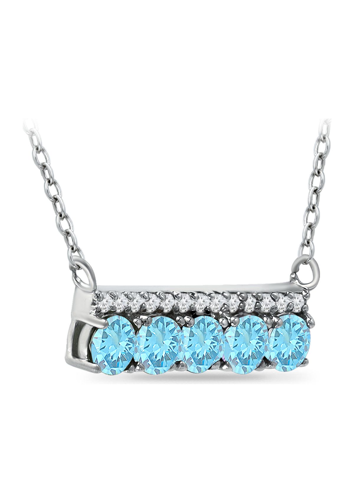 1.48 ct. t.w. Blue and White Topaz Bar Necklace, Sterling Silver