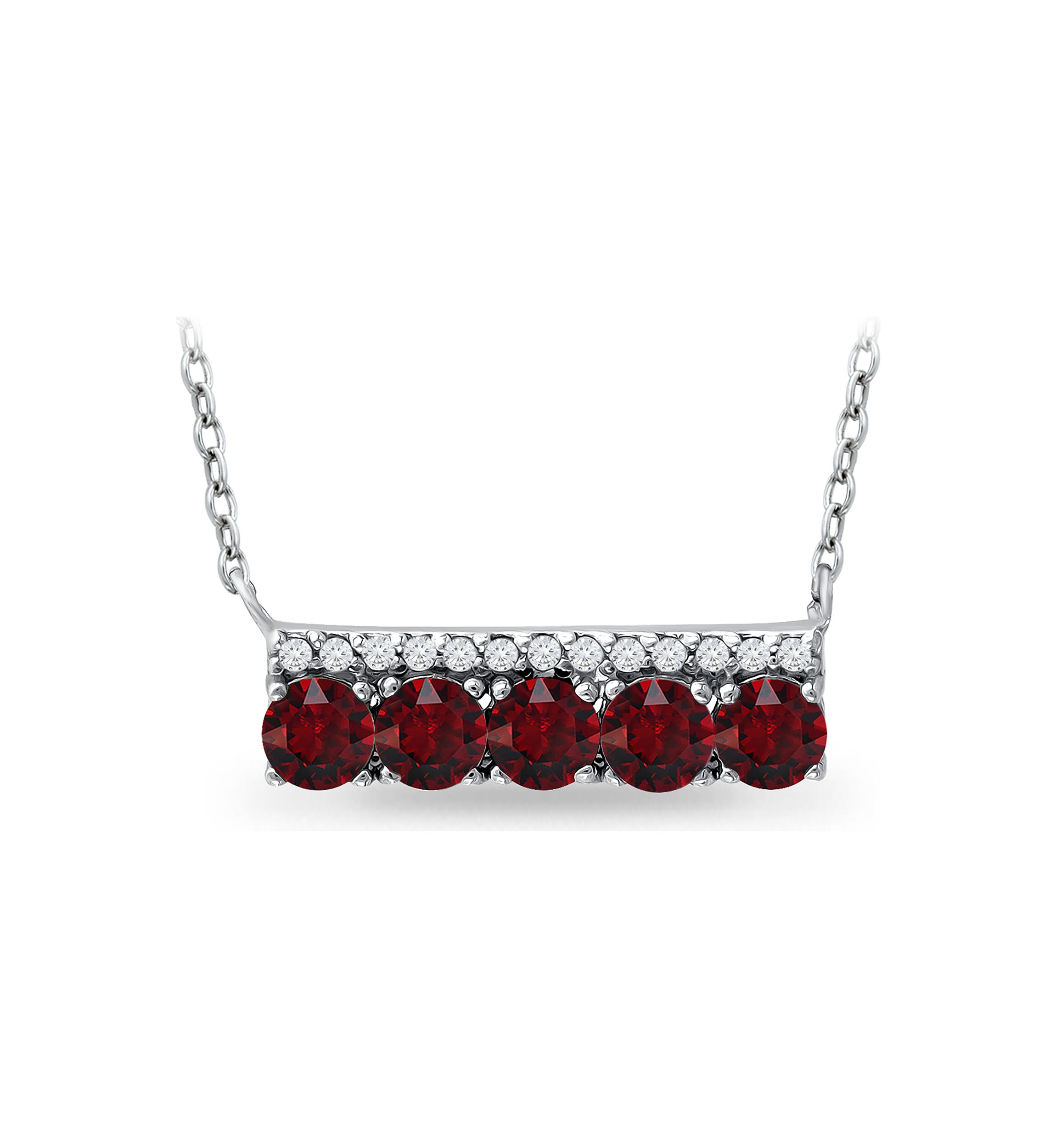 1.61 ct. t.w. Garnet and White Topaz Bar Necklace, Sterling Silver