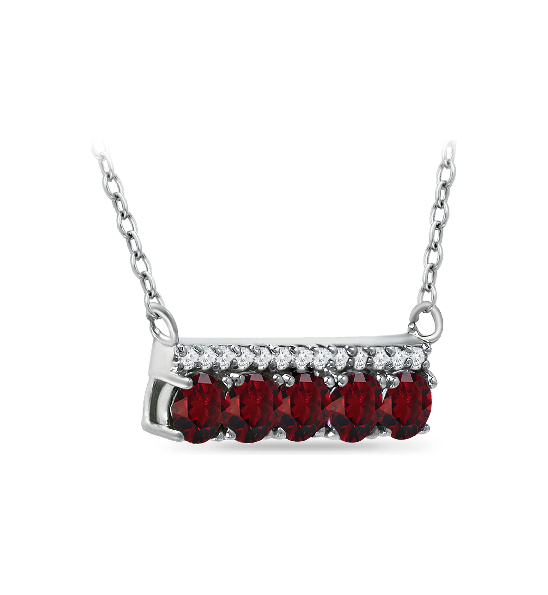 1.61 ct. t.w. Garnet and White Topaz Bar Necklace, Sterling Silver