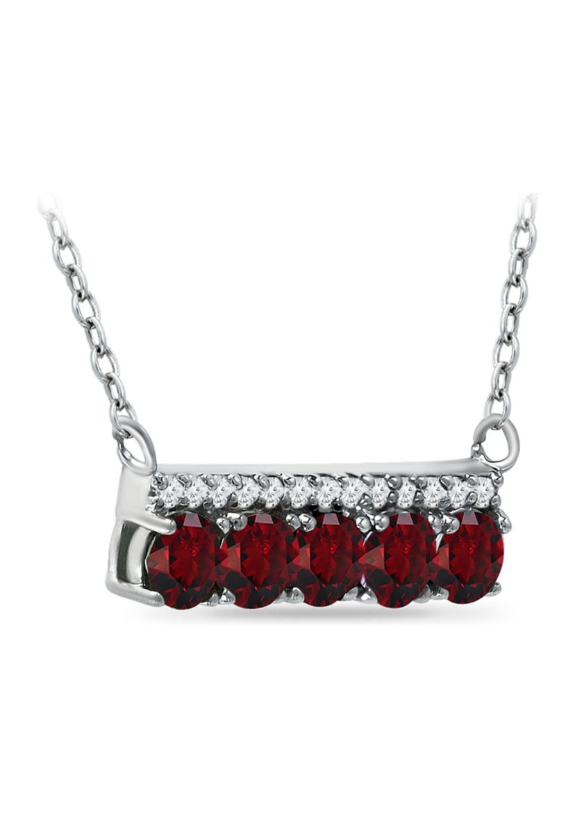 1.61 ct. t.w. Garnet and White Topaz Bar Necklace, Sterling Silver