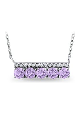 Belk & Co 1.13 ct. t.w. Amethyst and White Topaz Bar Necklace, Sterling Silver