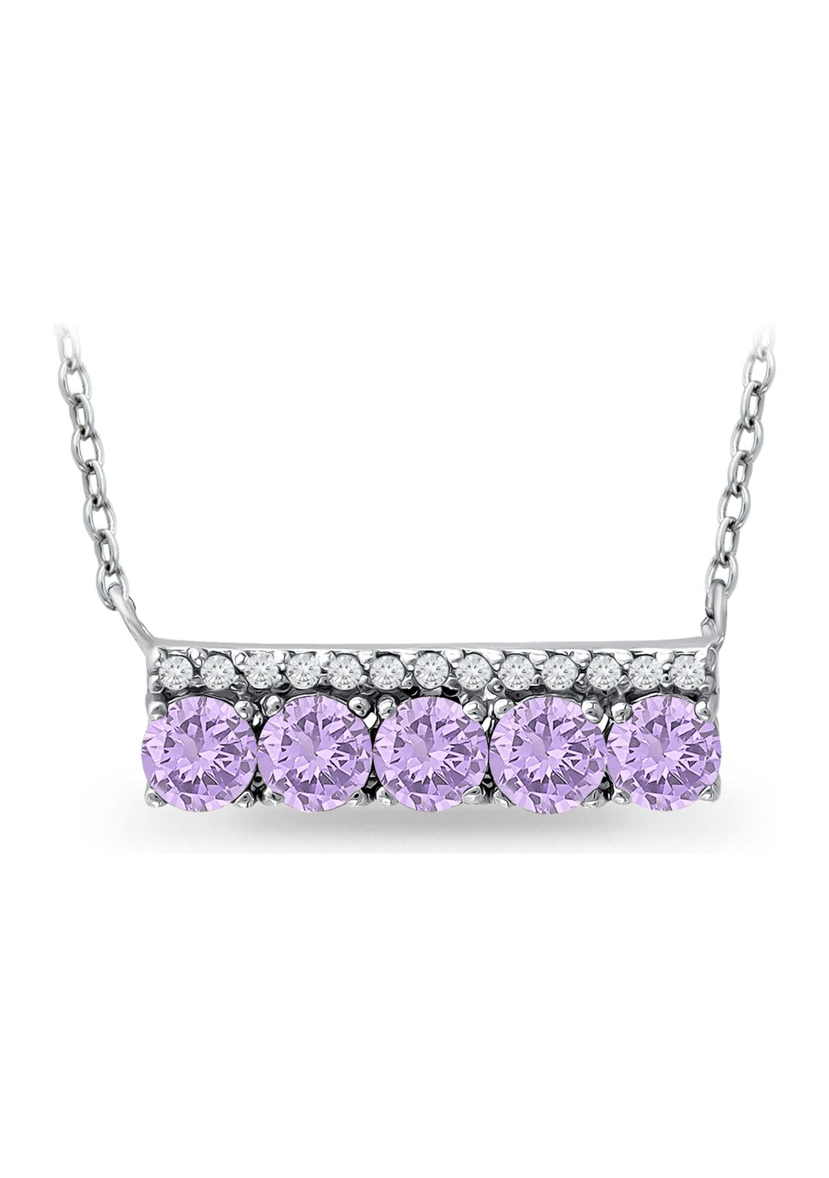 1.13 ct. t.w. Amethyst and White Topaz Bar Necklace, Sterling Silver