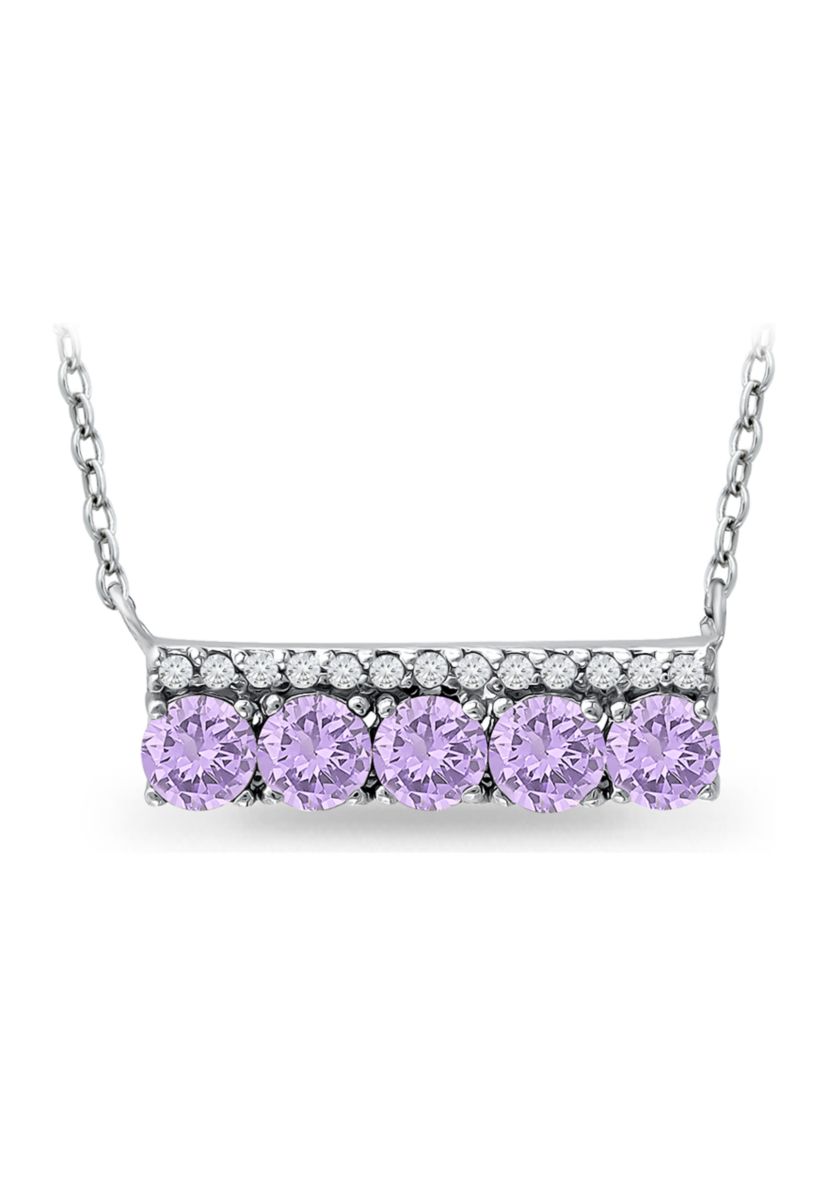 1.13 ct. t.w. Amethyst and White Topaz Bar Necklace, Sterling Silver
