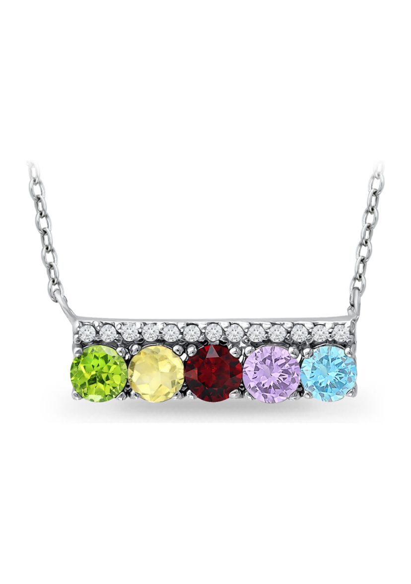 1.5 ct. t.w. Multi Gemstone Bar Necklace, Sterling Silver