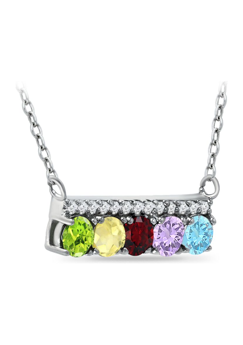 1.5 ct. t.w. Multi Gemstone Bar Necklace, Sterling Silver