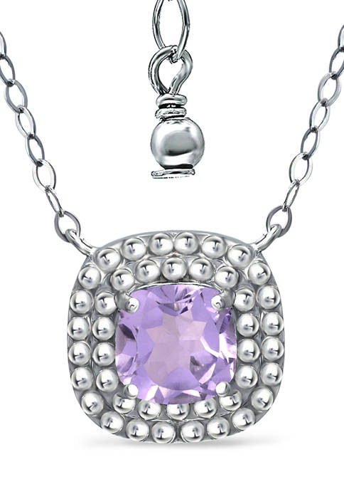 1.17 ct. t.w. Amethyst Halo Necklace in Sterling Silver
