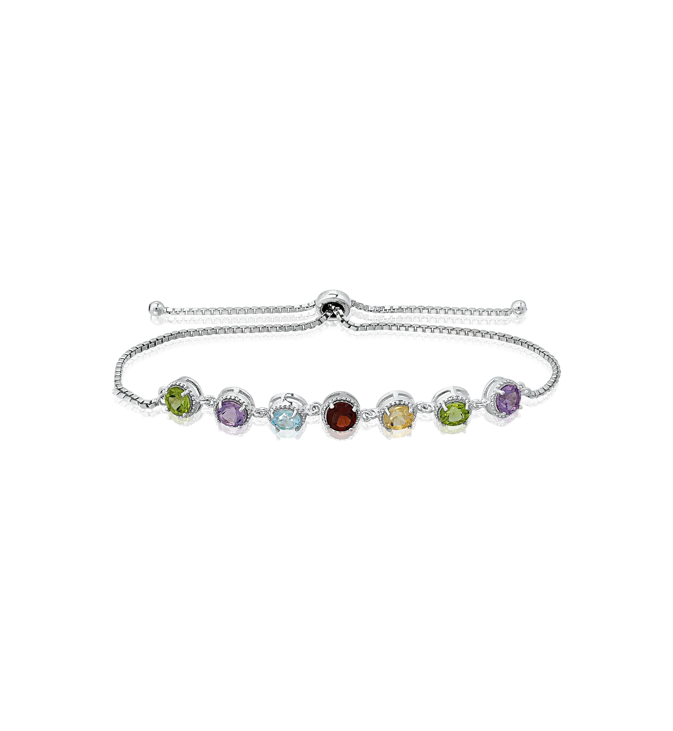 3 ct. t.w. Multi Gem Bolo Bracelet in Sterling Silver