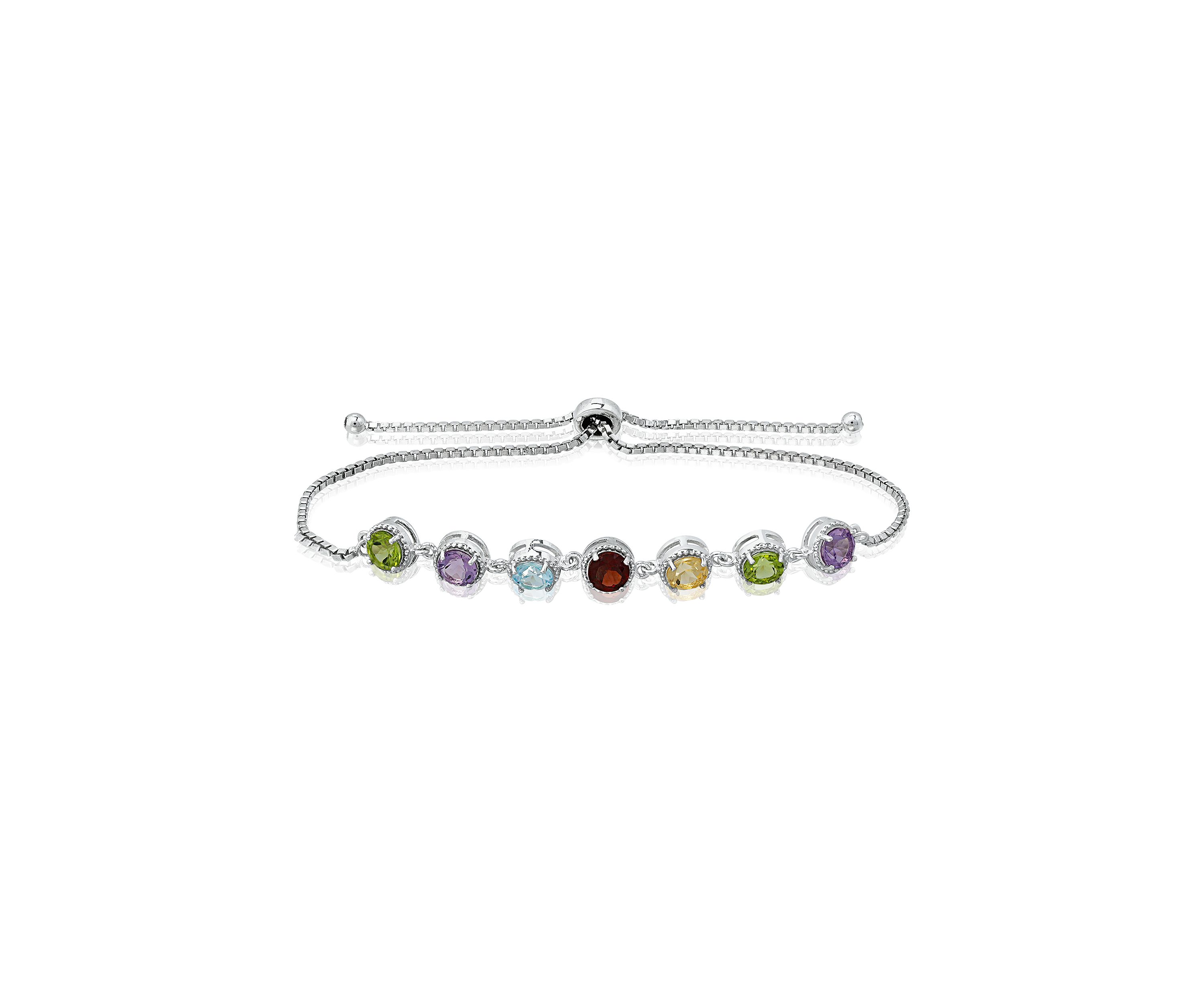 3 ct. t.w. Multi Gem Bolo Bracelet in Sterling Silver